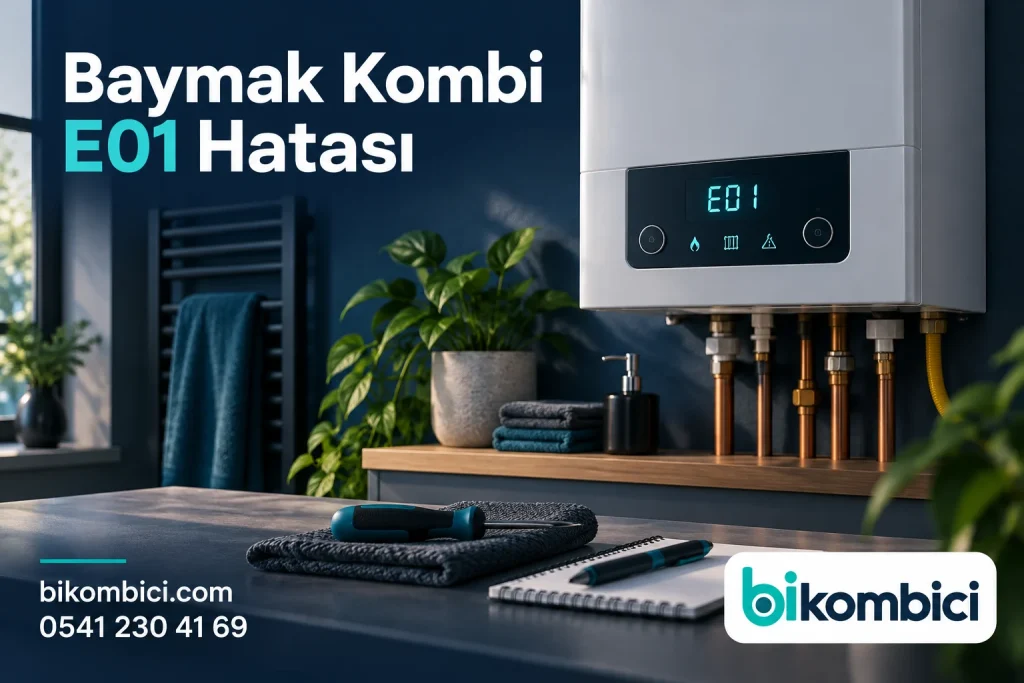 Baymak Kombi E01 Hatası konusunu anlatan temsili ısıtma sistemi görseli