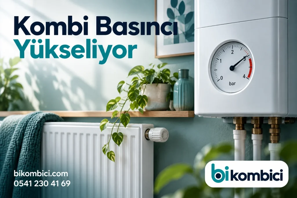 Kombi Basıncı Yükseliyor konusunu anlatan temsili ısıtma sistemi görseli