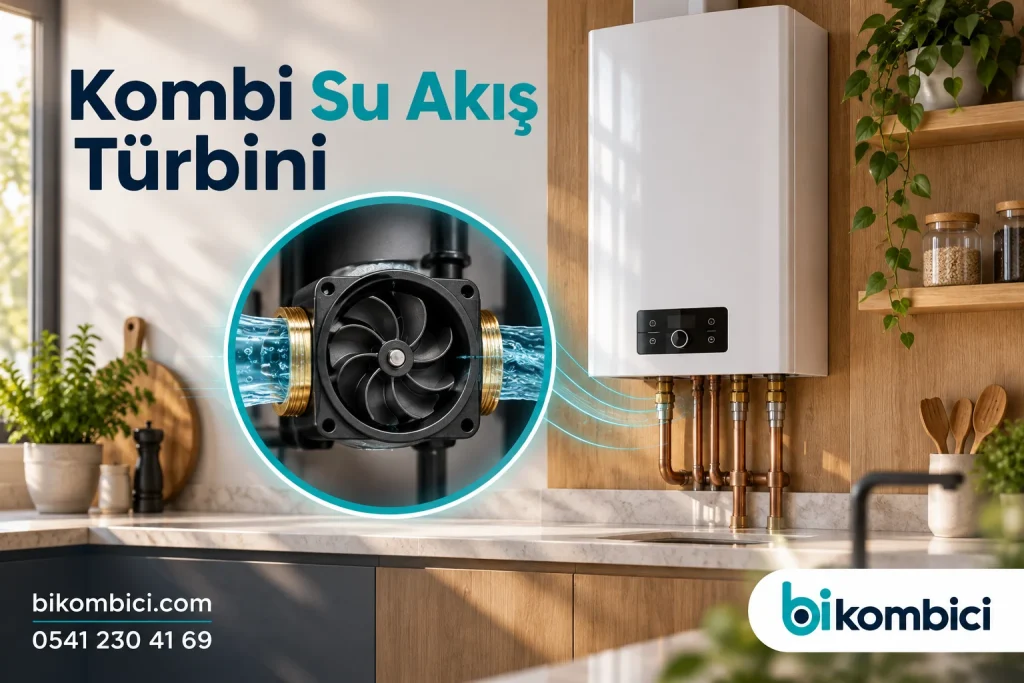 Kombi Su Akış Türbini konusunu anlatan temsili ısıtma sistemi görseli