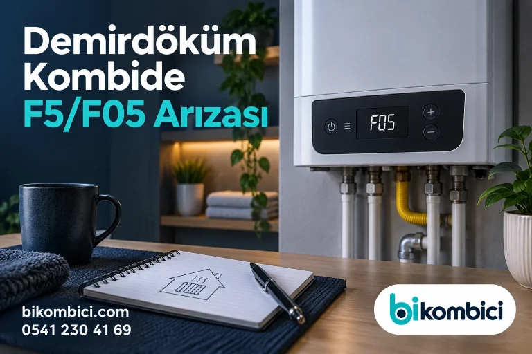 Demirdöküm Kombide F5/F05 Arızası konusunu anlatan temsili ısıtma sistemi görseli