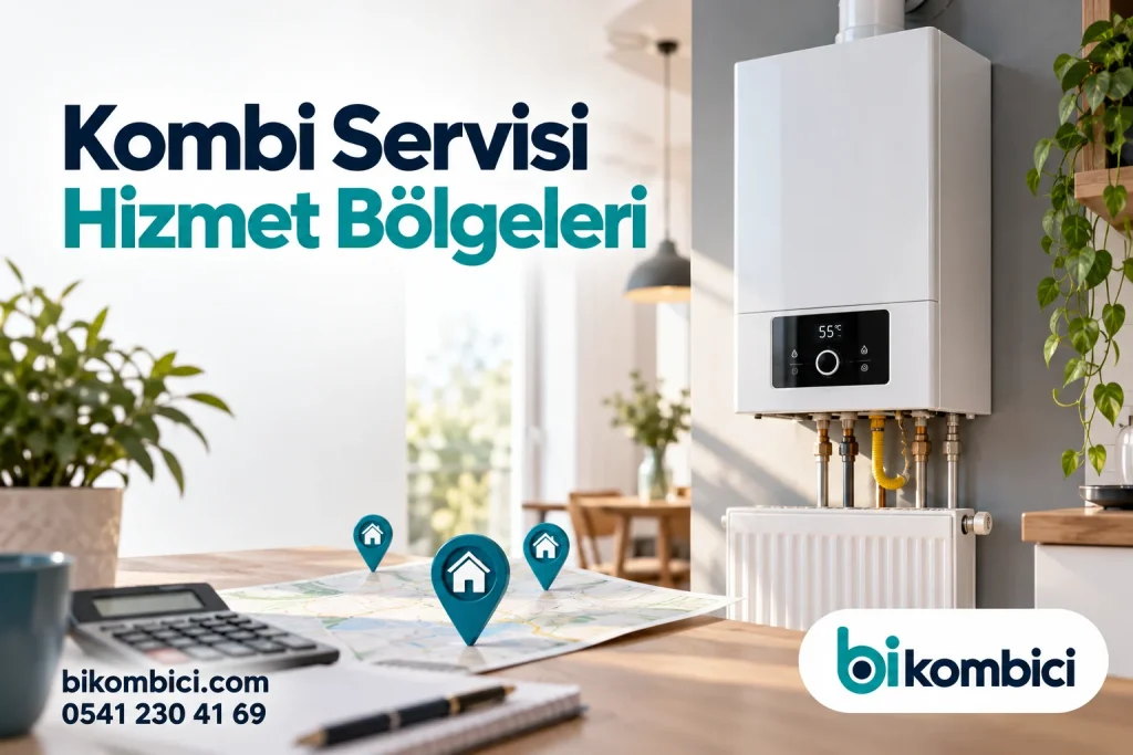 Kombi Servisi Hizmet Bölgeleri konusunu anlatan temsili ısıtma sistemi görseli