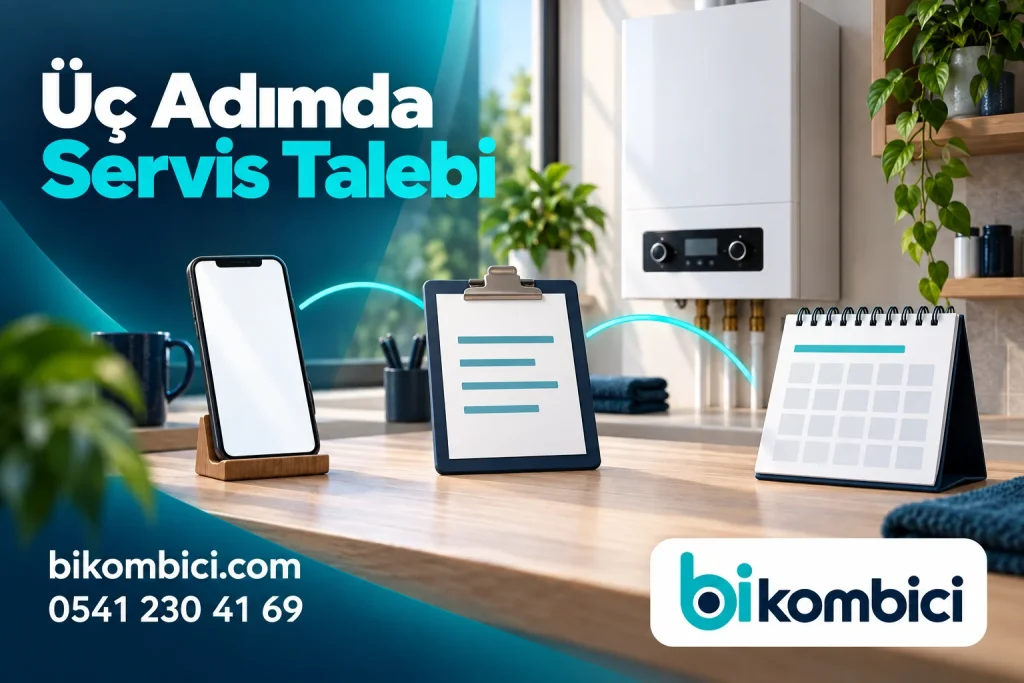 Üç Adımda Servis Talebi hakkında BiKombici temsili anlatımı